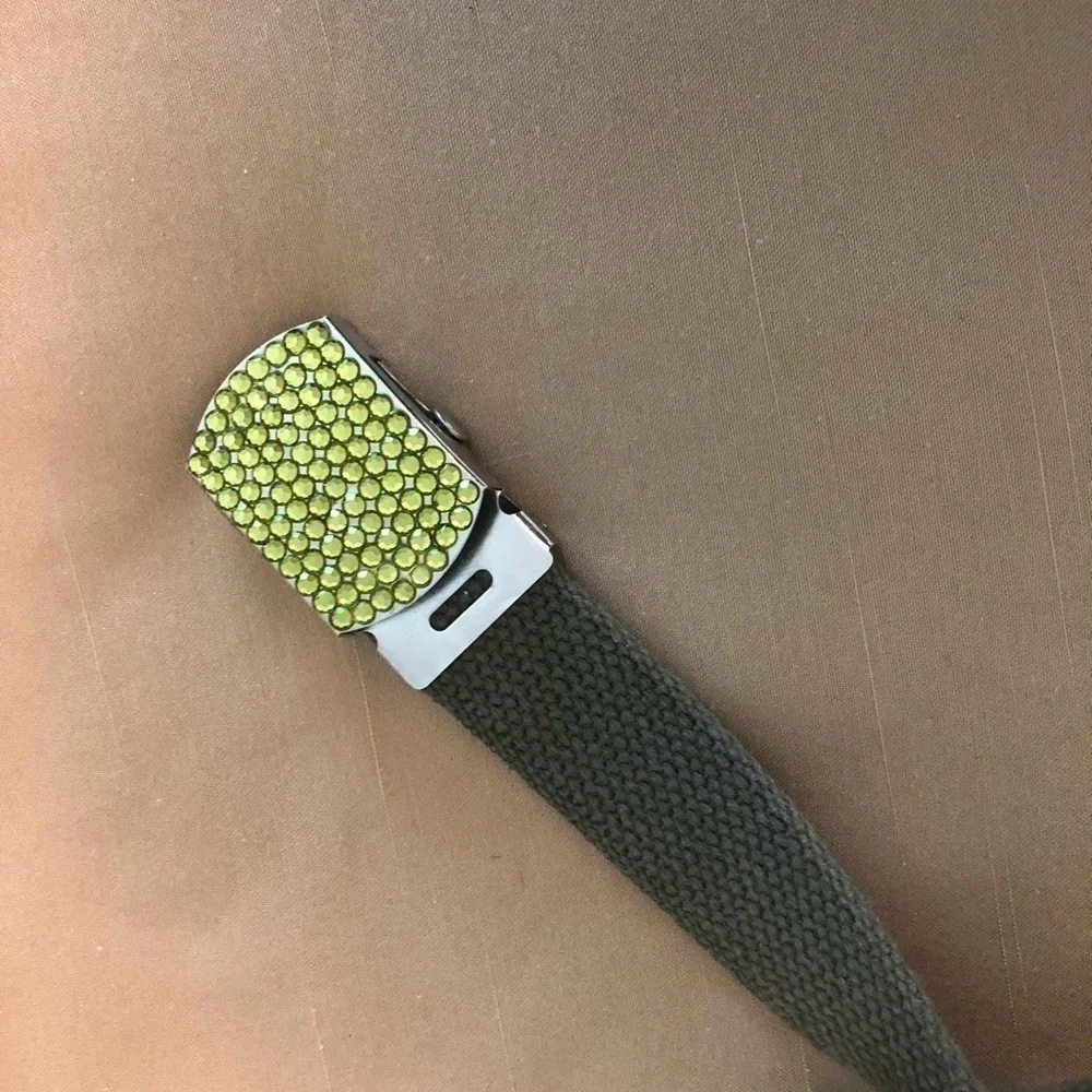 Military Green with green diamond on the bucle